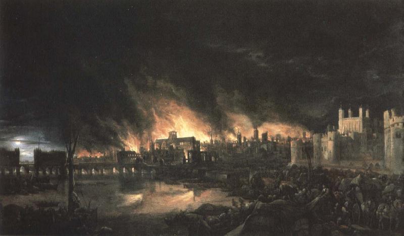 unknow artist samtida malning av branden i london 1666 oil painting image